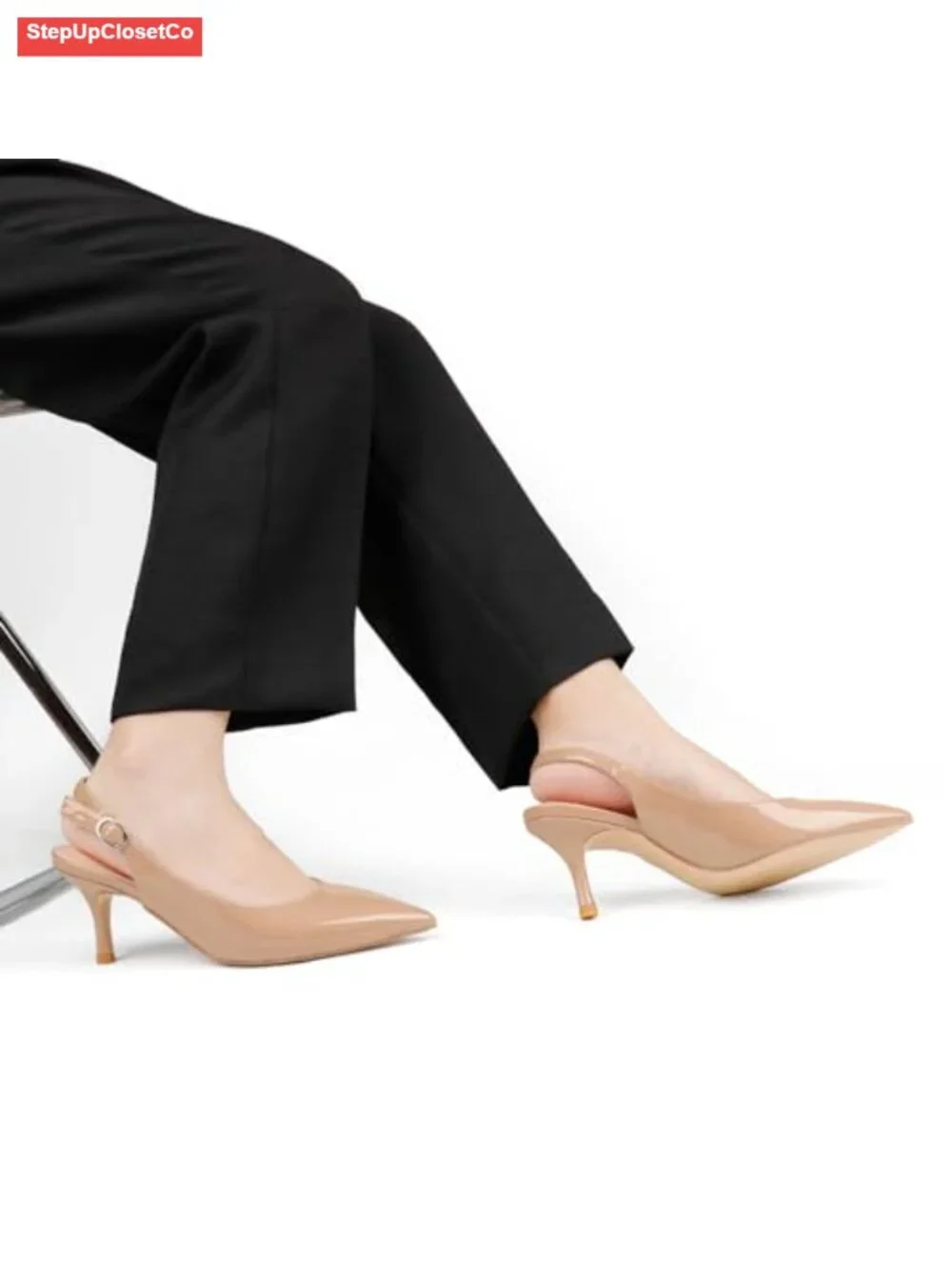 Kitten Heels Slingback Pumps for Women Closed Pointed Toe Dress Shoes 2.5 Inch
